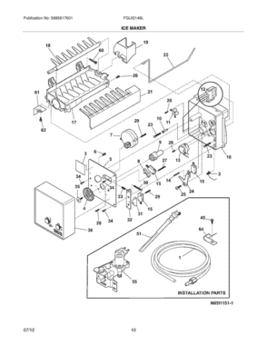 11 - ICE MAKER Diagram and Parts List for FGUI2149LF3  Frigidaire Refrigerator