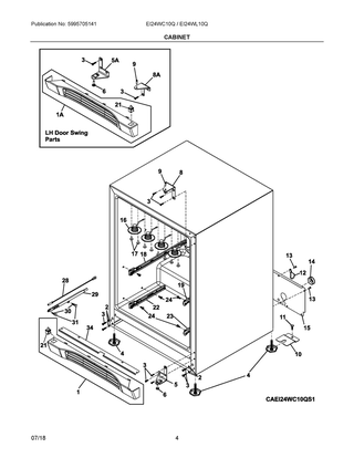Cabinet Diagram and Parts List for EI24WC10QS1  Frigidaire Wine and Beverage Cooler