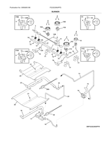 Burner Diagram and Parts List for FGGS3065PFS  Frigidaire Range