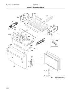 Freezer Drawer, Baskets Diagram and Parts List for EI23BC35KSDA  Electrolux Refrigerator
