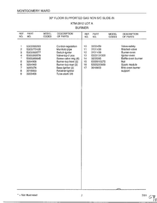 Burner Page 2 Diagram and Parts List for 2812A  Frigidaire Range