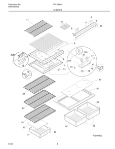 Shelves Diagram and Parts List for FRT18BNHZ0  Frigidaire Refrigerator