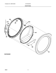 Door Panel Diagram and Parts List for ELFE4222AW  Frigidaire Dryer