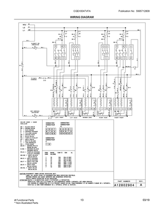 Wiring Diagram Diagram and Parts List for CGEH3047VFA  Frigidaire Range