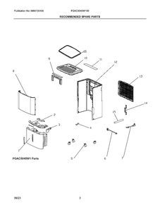 Replacement Parts Diagram and Parts List for FGAC5045W100  Frigidaire Dehumidifier