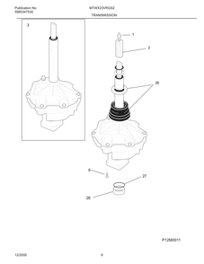 Transmission Diagram and Parts List for MTWX23VRGS2  Frigidaire Washer