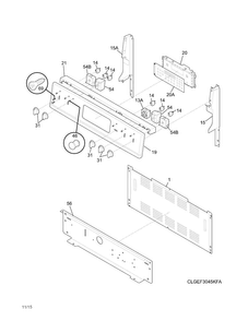 Backguard Diagram and Parts List for FGEF3058RFA  Frigidaire Range