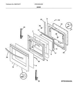 Door Diagram and Parts List for CFEH3054USD  Frigidaire Range