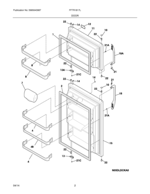 03 - DOOR Diagram and Parts List for FFTR1817LBF  Frigidaire Refrigerator