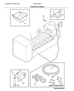 Freezer Ice Maker Diagram and Parts List for FPBC2278UF5  Frigidaire Refrigerator