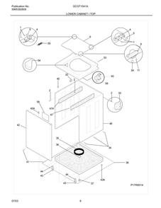 Lower Cabinet / Top Diagram and Parts List for GCGT1041A  Frigidaire Dryer