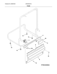 Frame Diagram and Parts List for LFBD2409LF4C  Frigidaire Dishwasher