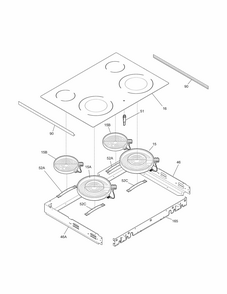 Main Top Diagram and Parts List for 79045592903  Kenmore Range