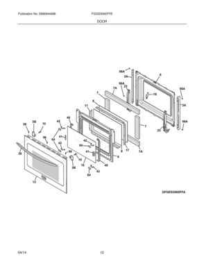 11 - DOOR Diagram and Parts List for FGGS3065PFB  Frigidaire Range