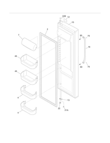 Refrigerator Door Diagram and Parts List for DGUS2645LF2  Frigidaire Refrigerator