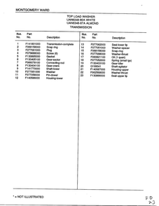 Transmission Page 2 Diagram and Parts List for 6348A  Frigidaire Washer