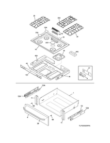Top/drawer Diagram and Parts List for LFGS3025PFF  Frigidaire Range