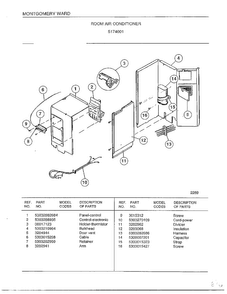 Room Air Conditioner Diagram and Parts List for 5174001  Frigidaire Air Conditioner