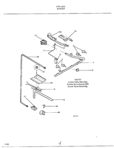Burner Diagram and Parts List for 2833  Frigidaire Range