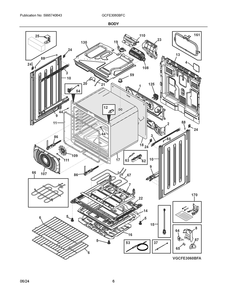 Body Diagram and Parts List for GCFE3060BFC  Frigidaire Range