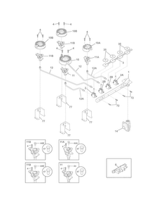 Burner Diagram and Parts List for FFGC3025LSC  Frigidaire Cooktop