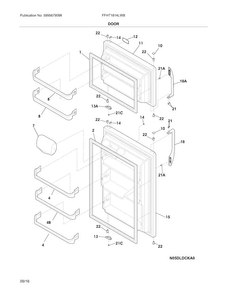 Doors Diagram and Parts List for FFHT1814LWB  Frigidaire Refrigerator