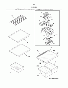 Shelves Diagram and Parts List for 25360813710  Kenmore Refrigerator