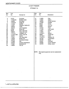 Chest Freezer Page 2 Diagram and Parts List for 80657-7A  Frigidaire Freezer