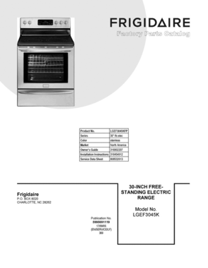 01 - Cover Sheet Diagram and Parts List for LGEF3045KFP  Frigidaire Range