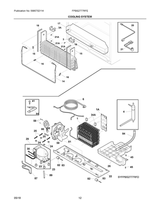 Cooling System Diagram and Parts List for FPBS2777RFE  Frigidaire Refrigerator