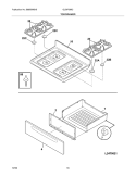TOP / DRAWER Diagram and Parts List for GLGFS66CQB  Frigidaire Range