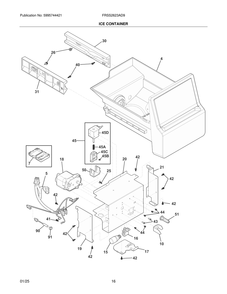 Ice Container Diagram and Parts List for FRSS2623AD9  Frigidaire Refrigerator
