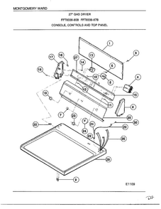 Console, Controls And Top Panel Diagram and Parts List for 8338B  Frigidaire Dryer