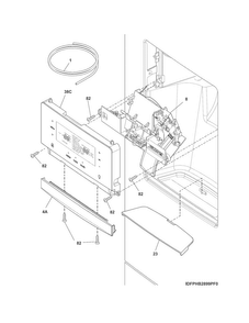 Controls & Ice Dispenser Diagram and Parts List for FGHB2866PE4  Frigidaire Refrigerator