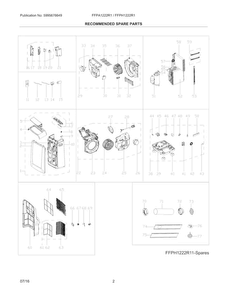 Recommended Spare Parts Diagram and Parts List for FFPA1222R11  Frigidaire Air Conditioner