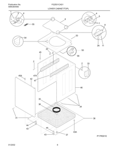 Lower Cabinet/Top Diagram and Parts List for FGZ831CAS1  Frigidaire Dryer