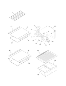 Shelves Diagram and Parts List for 25362624015  Kenmore Refrigerator