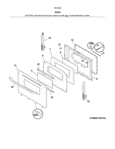 Door Diagram and Parts List for 79093002313  Kenmore Range