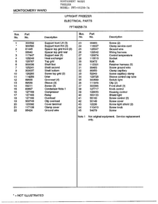 Upright Freezer/electrical Parts Page 2 Diagram and Parts List for 49258-7A  Frigidaire Freezer