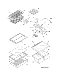 Shelves Diagram and Parts List for MRTG23V9RF0  Frigidaire Refrigerator