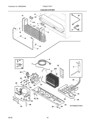 Cooling System Diagram and Parts List for FPBS2777RFF  Frigidaire Refrigerator