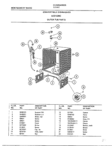 Outer Tub Parts Diagram and Parts List for 1236C  Frigidaire Dishwasher