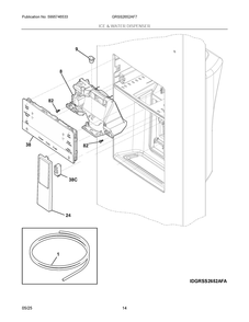 Ice And Water Dispenser Diagram and Parts List for GRSS2652AF7  Frigidaire Refrigerator