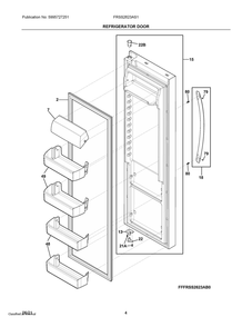 Refrigerator Door Diagram and Parts List for FRSS2623AS1  Frigidaire Refrigerator