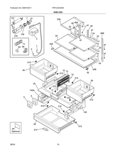 Shelves Diagram and Parts List for FRFC2323AS5  Frigidaire Refrigerator