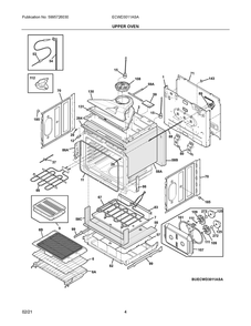 Upper Oven Diagram and Parts List for ECWD3011ASA  Frigidaire Wall Oven