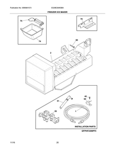 Freezer Ice Maker Diagram and Parts List for EI23BC65KSBA  Electrolux Refrigerator