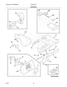 Controls Diagram and Parts List for GLVC25V7FW2  Frigidaire Refrigerator