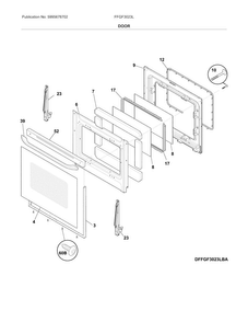Door Diagram and Parts List for FFGF3023LBG  Frigidaire Range