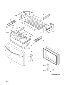 Freezer Drawer, Baskets Diagram and Parts List for 25370423413  Kenmore Refrigerator